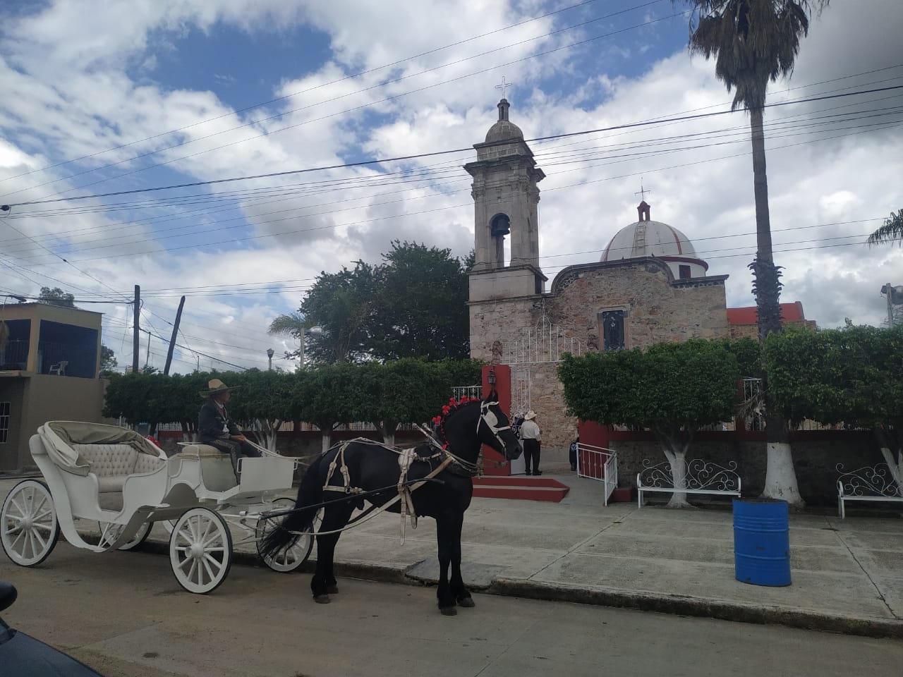 Carreta con percherones blancos para boda